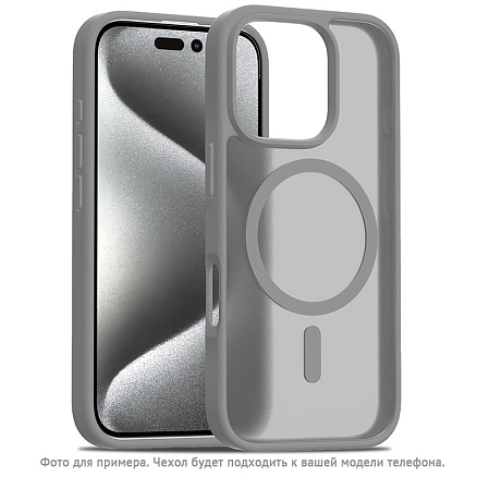 Чехол для iPhone 16 Pro гибридный Matt Case MagSafe прозрачно-серый