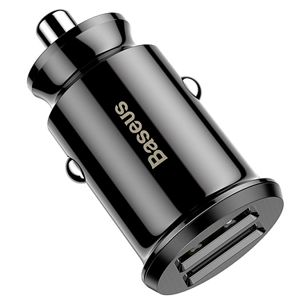 Зарядное устройство автомобильное с двумя USB входами 3.1А Baseus Grain черное