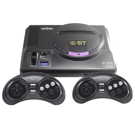 Игровая приставка Retro Genesis HD Ultra 16Bit 225 игр с двумя беспроводными геймпадами черная