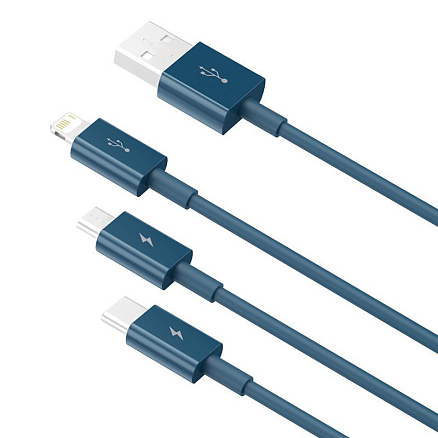 Кабель USB - Lightning, MicroUSB, Type-C 1,5 м 3.5A Baseus Superior синий