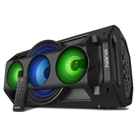 Портативная акустическая система Sven PS-680 с подсветкой, FM-радио, USB и поддержкой MicroSD карт черная