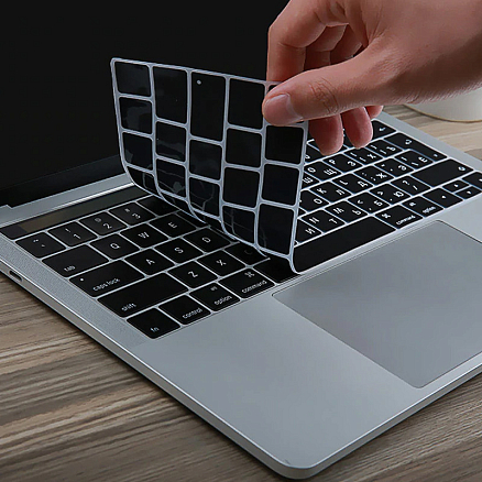 Накладка на клавиатуру защитная для Apple MacBook Pro 13 Touch Bar A1706, A1989, A2159, Pro 15 Touch Bar A1707, A1990 EU (русские буквы) черная