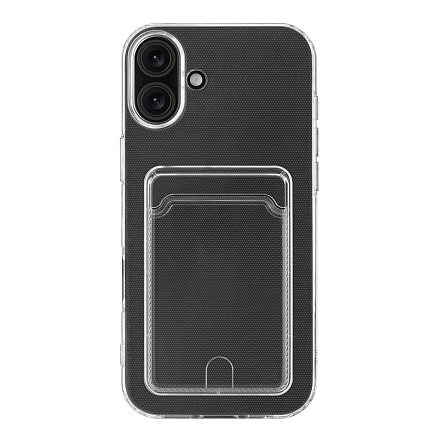 Чехол для iPhone 16 гелевый с карманом для карты Rocket Clear Plus прозрачный