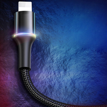 Кабель USB - Lightning для зарядки iPhone 0,5 м 2.4А плетеный Baseus Halo черный