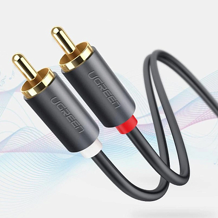 Кабель 2RCA - 2RCA тюльпаны (папа - папа) 1,5 м Ugreen AV104