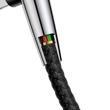 Кабель USB - Lightning для зарядки iPhone 1 м 2.4А плетеный с угловым штекером Baseus Sharp-bird черный