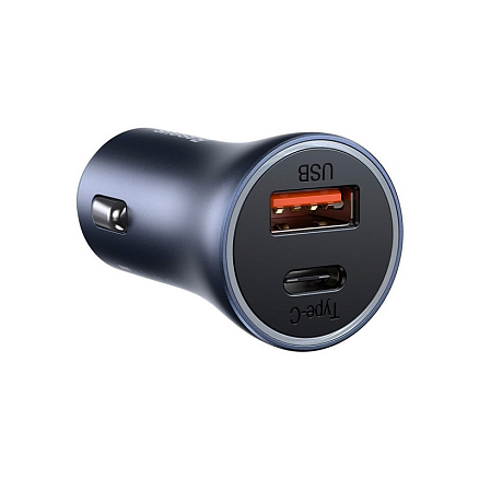 Зарядное устройство автомобильное с USB и Type-C входами 3A 40W Baseus Golden Contactor Pro темно-серое