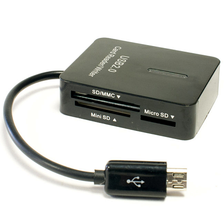 Адаптер MicroUSB - картридер OTG для Samsung i9100, i9300, Galaxy Note