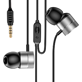 Наушники Baseus Encok H04 вакуумные с микрофоном и пультом серебристые