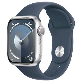 Умные часы Apple Watch 9 45 мм с силиконовым ремешком S/M алюминиевые серебристые