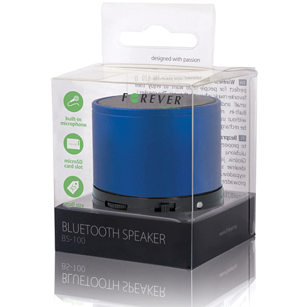 Портативная колонка Forever BS-100 с FM-радио и поддержкой microSD карт синяя