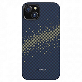 Чехол для iPhone 15 кевларовый тонкий Pitaka MagEZ 4 StarPeak сине-желтый