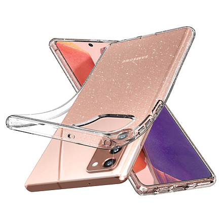 Чехол для Samsung Galaxy Note 20 гелевый с блестками Spigen Liquid Crystal Glitter прозрачный