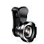 Объектив для телефона универсальный 3-в-1: Fisheye, Wide-Angle, Macro на прищепке Baseus Magic Camera черный