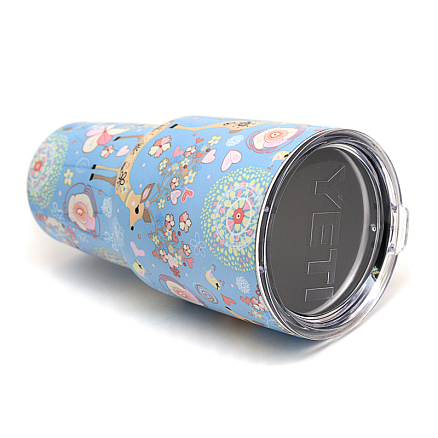 Термокружка Rambler Tumbler 900мл Pattern Reindeer голубая