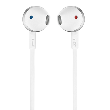 Наушники JBL Tune Tune 205 вкладыши с микрофоном и плоским проводом бело-серебристые