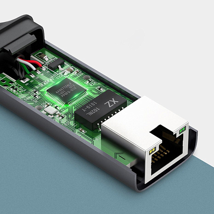 Переходник Type-C - Gigabit Ethernet длина 10 см Ugreen CM199 серый