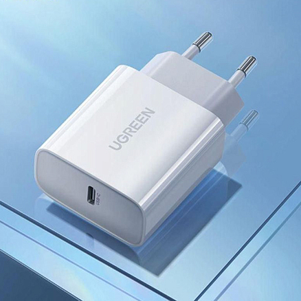 Зарядное устройство сетевое Type-C 20W Ugreen CD137 (быстрая зарядка PD 3.0, QC 3.0) белое