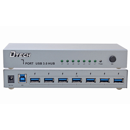 USB 3.0 HUB (разветвитель) на 7 портов активный Dtech DT-3307 с питанием