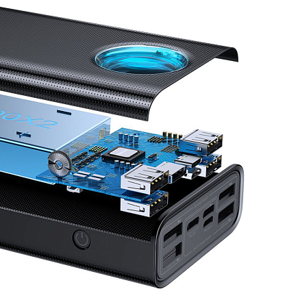 Внешний аккумулятор Baseus Amblight 30000мАч (4хUSB, Type-C, ток 3А, быстрая зарядка PD, QC 3.0, 33Вт) черный