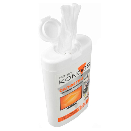 Салфетки для чистки дисплеев Konoos KSC-100 в тубе 100 шт.
