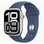 Умные часы Apple Watch Series 10 46 мм (алюминиевый корпус, серебристый/синий, спортивный силиконовый ремешок M/L)