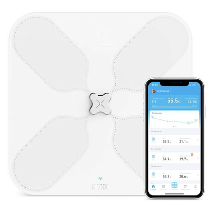 Умные весы Picooc S3 V2 (Wi-Fi, Bluetooth) размер 33x33 белые