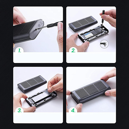 Корпус для SSD M.2 NVME диска Type-C 3.2 Gen2 (20 Gbps) Ugreen CM347 черный