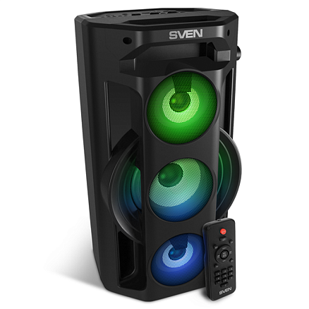 Портативная акустическая система Sven PS-680 с подсветкой, FM-радио, USB и поддержкой MicroSD карт черная