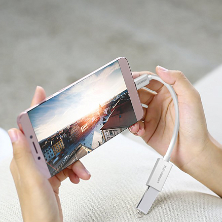 Переходник Type-C - USB 3.0 хост OTG длина 12 см Ugreen US154 белый