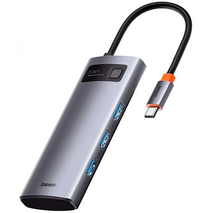 Хаб (разветвитель) Type-C - 3 х USB 3.0, HDMI 4K Baseus Metal Gleam серый