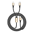 Кабель Type-C - MicroUSB, Lightning 1,2 м 3A плетеный Baseus Rapid черно-золотистый