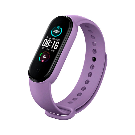 Сменный браслет для Xiaomi Mi Smart Band 5, 6 силиконовый сиреневый