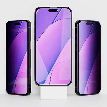 Защитное стекло для iPhone 16 Pro на весь экран противоударное VLP Privacy 2.5D с защитой от подглядывания черное