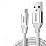 Кабель USB - MicroUSB для зарядки 1 м 2А 18W плетеный Ugreen US290 (быстрая зарядка QC 3.0) белый
