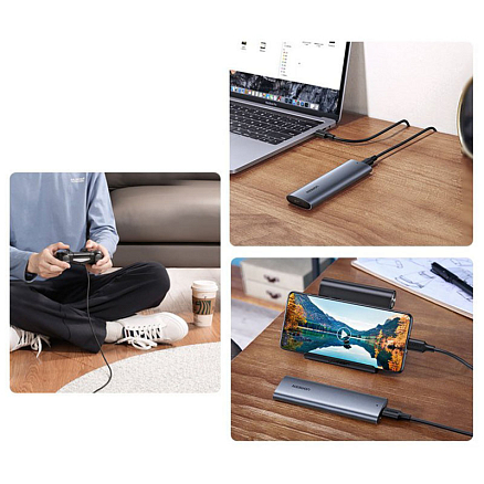 Корпус для SSD M.2 диска Type-C 3.1 Gen 2 (10 Gbps) Ugreen CM400 серый