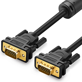 Кабель VGA - VGA (папа - папа) длина 2 м Ugreen VG101 с ферритами черный