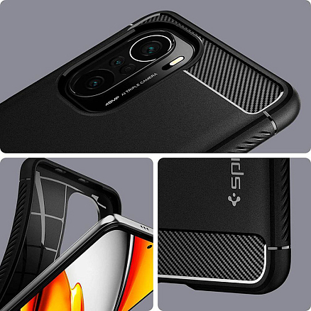 Чехол для Xiaomi Mi 11i, Poco F3 гелевый Spigen Rugged Armor черный