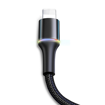 Кабель USB - Lightning для зарядки iPhone 0,25 м 2.4А плетеный Baseus Halo черный