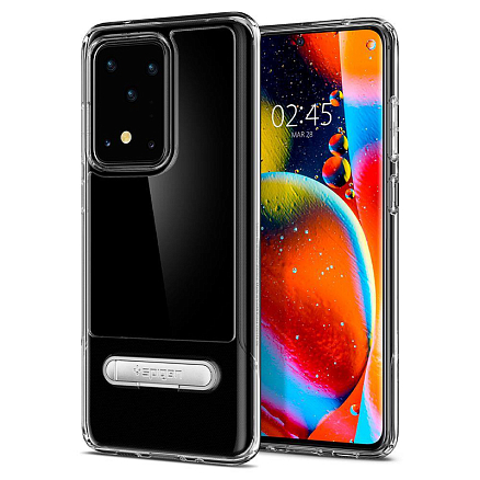 Чехол для Samsung Galaxy S20 Ultra гибридный с подставкой Spigen Slim Armor Essential S прозрачный