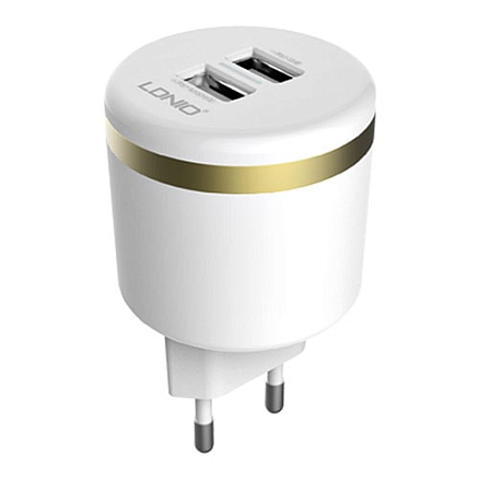 Зарядное устройство сетевое с двумя USB входами 2.4А Ldnio DL-AC59 белое