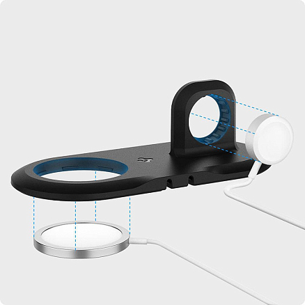 Подставка 2-в-1 для зарядки MagSafe и зарядного Apple Watch Spigen MagFit Duo черная