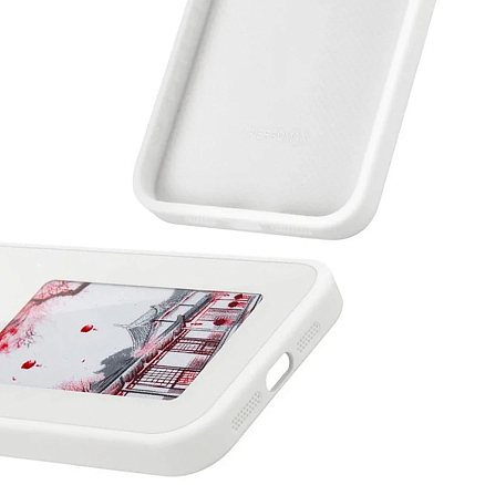 Чехол для iPhone 16 гибридный DIY с NFC E-ink дисплеем белый