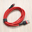 Кабель USB - Lightning для зарядки iPhone 2 м 1.5A плетеный Baseus Kevlar красно-черный