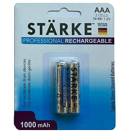Аккумуляторы AAA (пальчиковые маленькие) Ni-Mh 1000мАч Starke комплект 2 шт.
