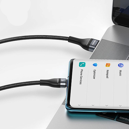 Кабель USB - Lightning, MicroUSB, Type-C 1,2 м 5A 66W плетеный Baseus Flash (быстрая зарядка) черный 