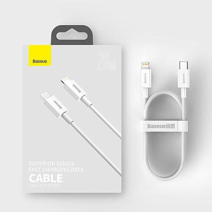 Кабель Type-C - Lightning для зарядки 1 м 20W Baseus Superior CATLYS-A02 (быстрая зарядка PD) белый