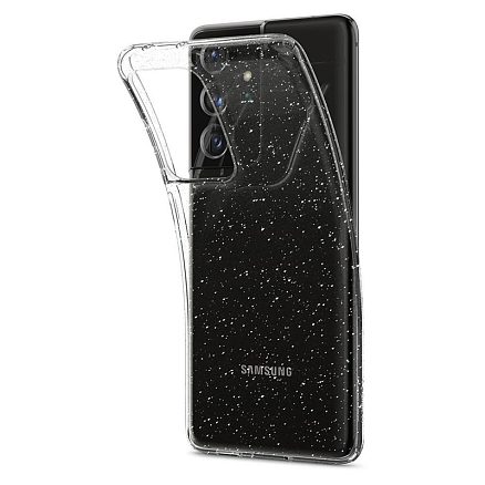 Чехол для Samsung Galaxy S21 Ultra гелевый с блестками Spigen SGP Liquid Crystal Glitter прозрачный