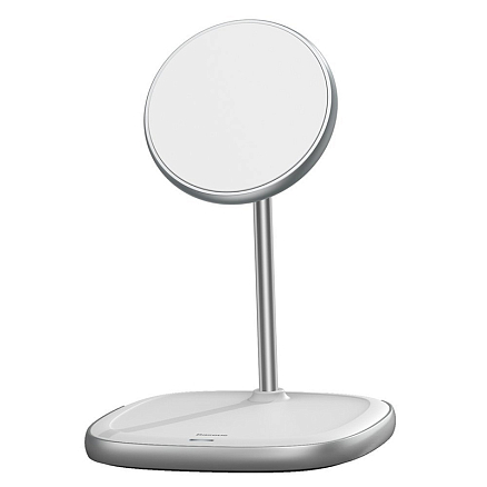 Беспроводная магнитная зарядка MagSafe для iPhone 15W Baseus Swan белая