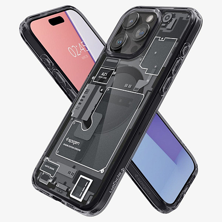 Чехол для iPhone 15 Pro Max гибридный Spigen Ultra Hybrid Zero One MagSafe серый